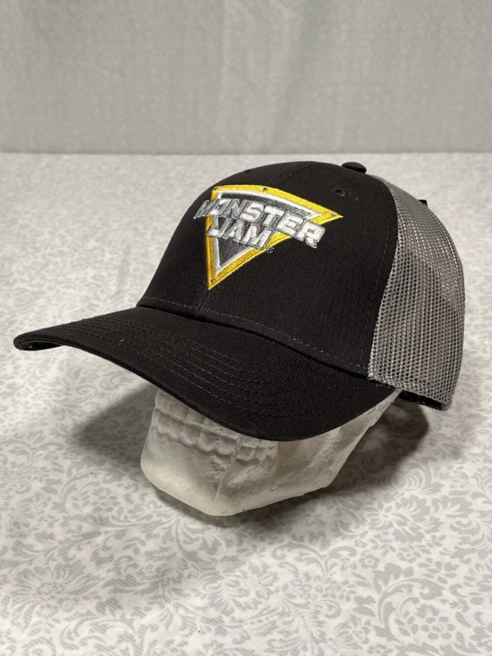 New Cap America Embroidered Monster Jam Charcoal Gray Mesh Snapback Truckers Hat